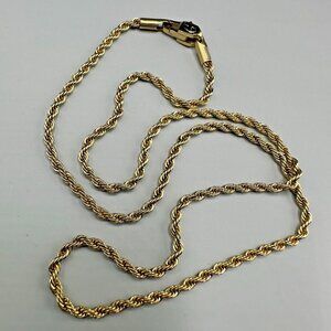 Gld Shop Rope Chain Necklace Men 18K Yellow Gold Plated Choker 2MM 16.5 Inch